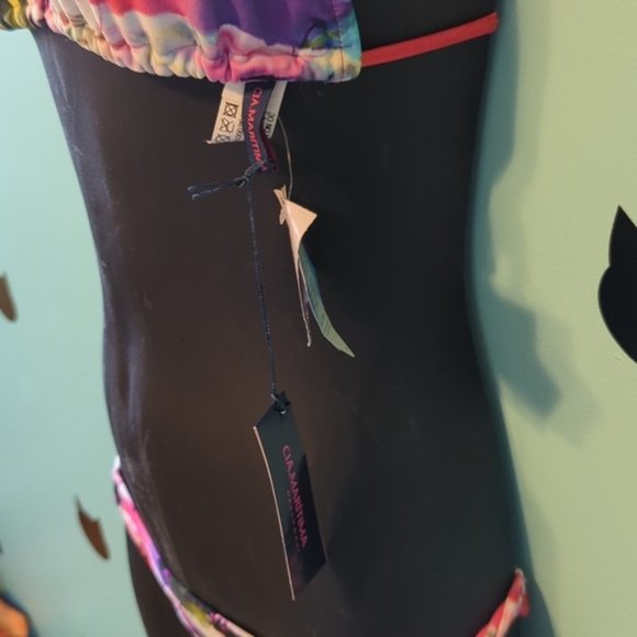 Cia Maritima String Bikini Tanga Watercolor Small Large New - Picture 5 of 8